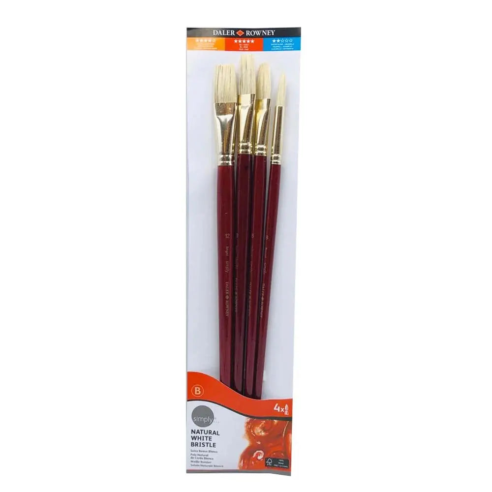Daler Rowney Simply Long Handle Oil Brush Set Of 4 Brushes Daler Rowney